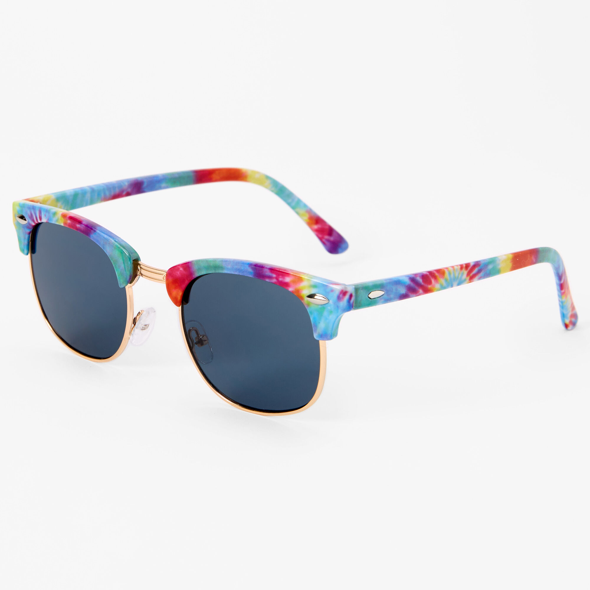 View Claires Bright Tie Dye Retro Sunglasses Rainbow information