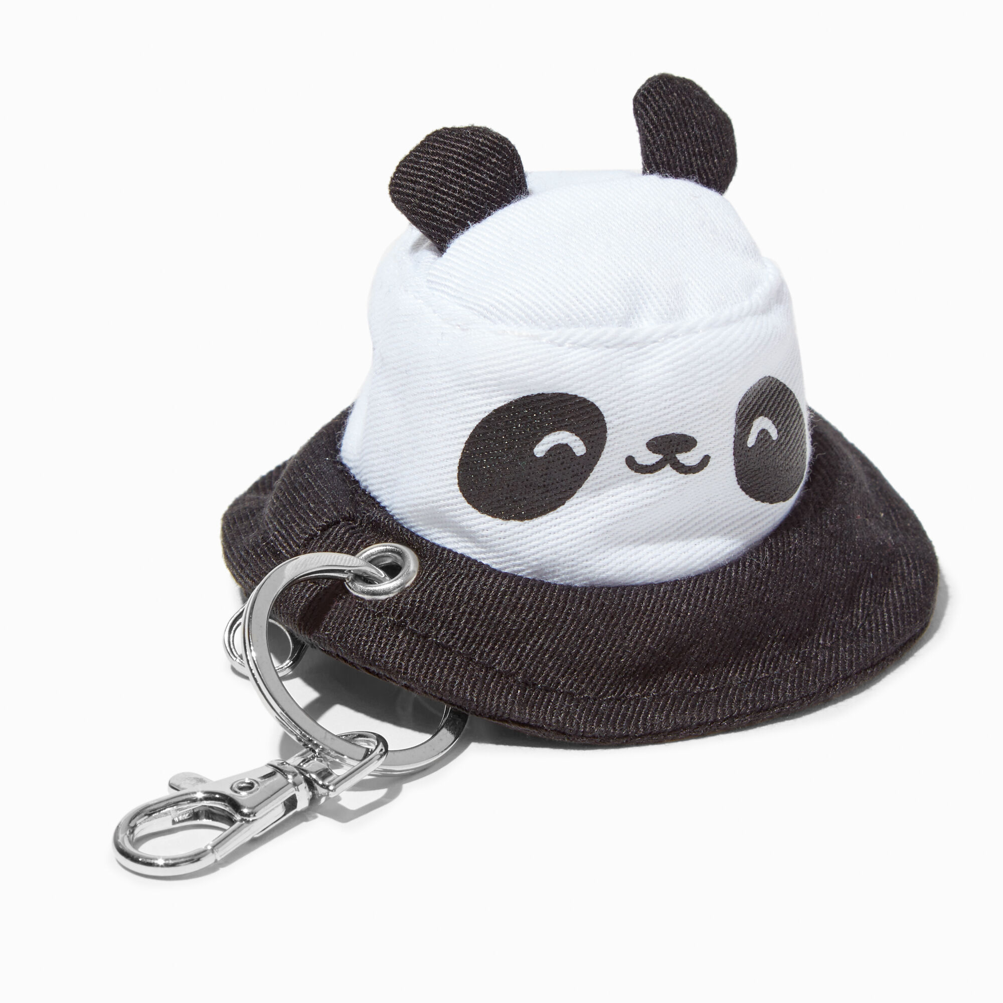 View Claires Panda Bucket Hat Keychain Silver information
