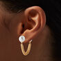 Boucles d&#39;oreilles devant-derri&egrave;re avec cha&icirc;ne de connexion et perle d&rsquo;imitation couleur dor&eacute;e,