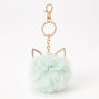 Mint Green Cat Pom Keychain,