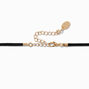 Gold-tone Textured Heart Pendant Black Cord Choker Necklace ,