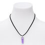 Purple Glow In The Dark Mystical Gem Pendant Black Cord Necklace,