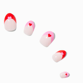 Heart Heart French Tip Stiletto Press On Faux Nail Set - 24 Pack,