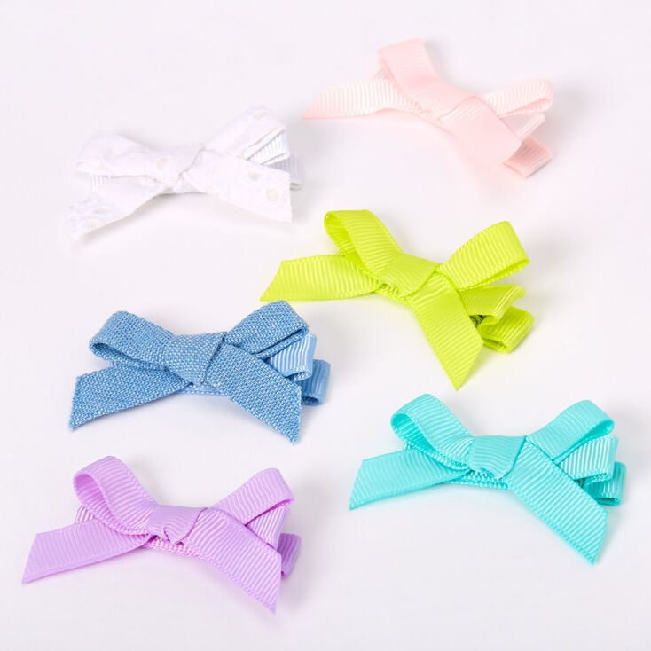Claire S Club Preppy Hair Bow Clips 6 Pack Claire S