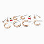Boucles d&rsquo;oreilles superposables cerises couleur dor&eacute;e - Lot de 6,