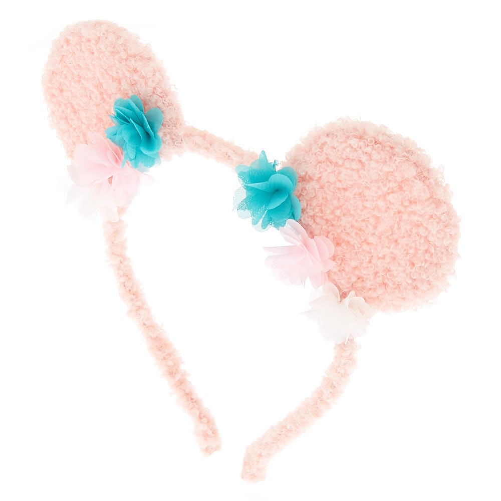 Claire's Club Fuzzy Bear Ears Headband - Pink,