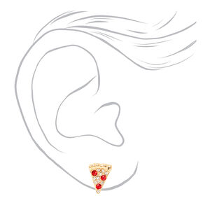 Red &amp; Gold Pizza Stud Earrings,