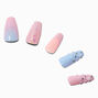Pastel Blue &amp; Pink Pearl Squareletto Vegan Faux Nail Set - 24 Pack,
