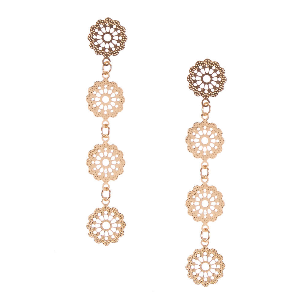 Gold Filigree Drop Earrings,