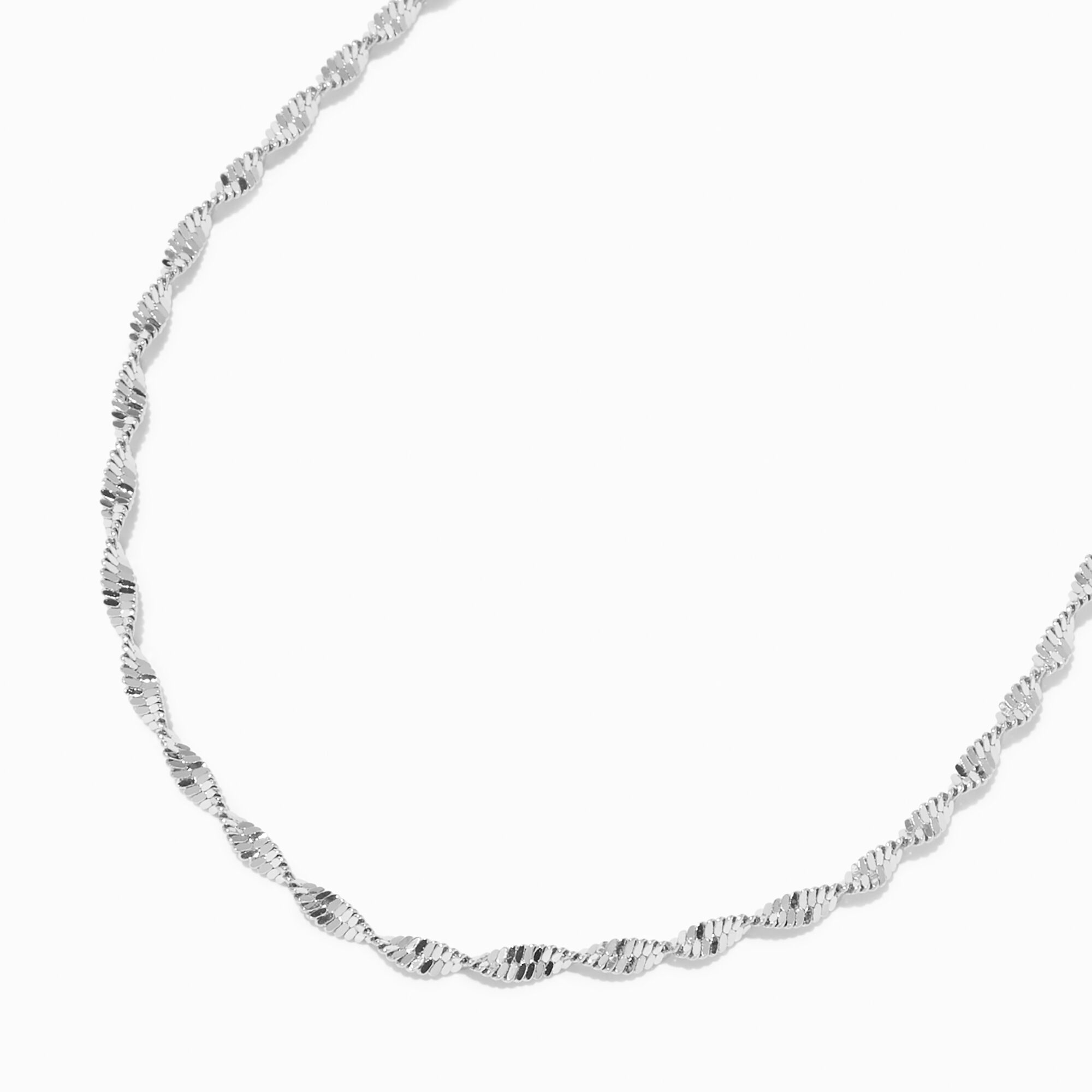 View Claires Tone Twisted Chain Necklace Silver information