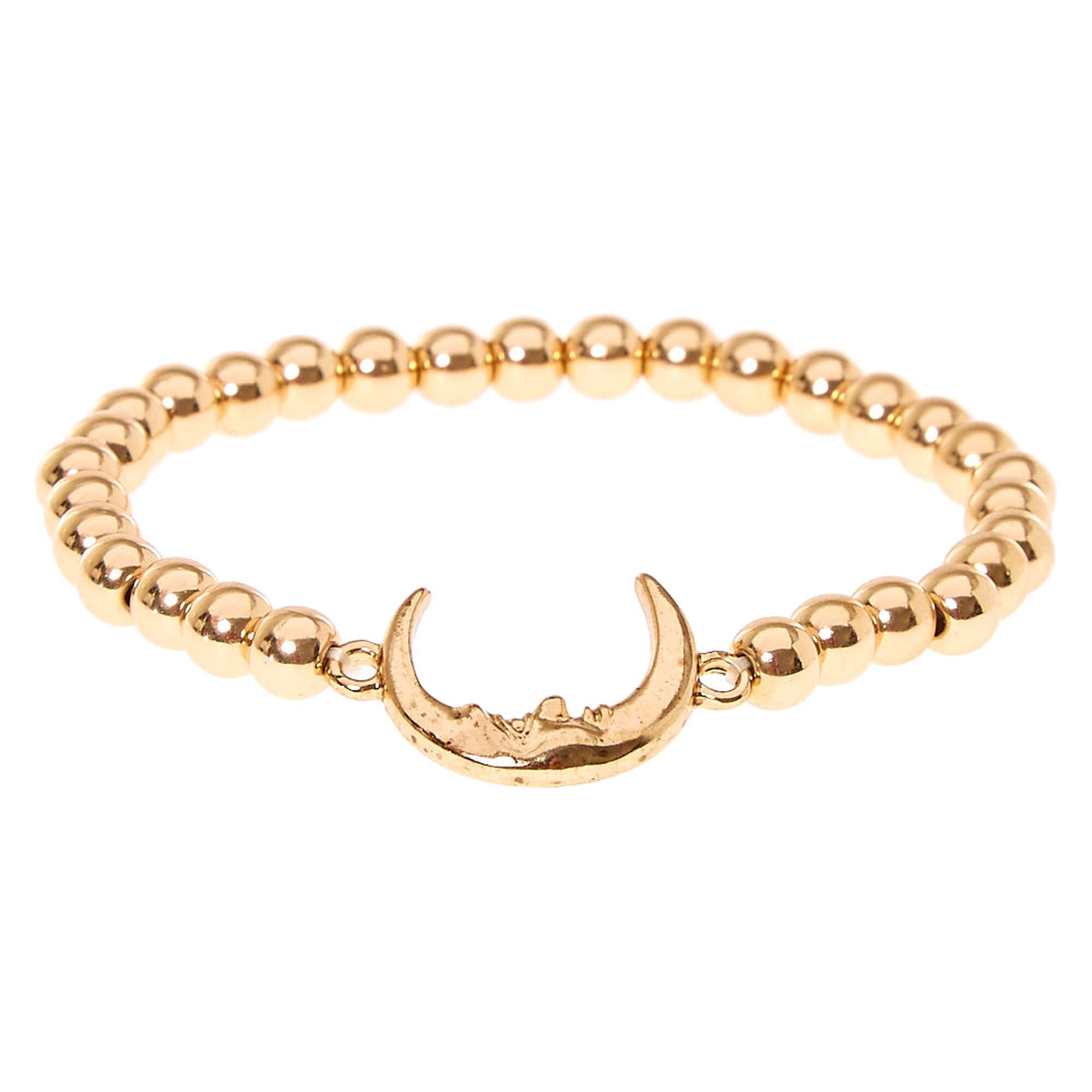 Gold Crescent Moon Stretch Bracelet | Claire's US