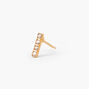 18k Gold Plated One Crystal Bar Stud Earring,