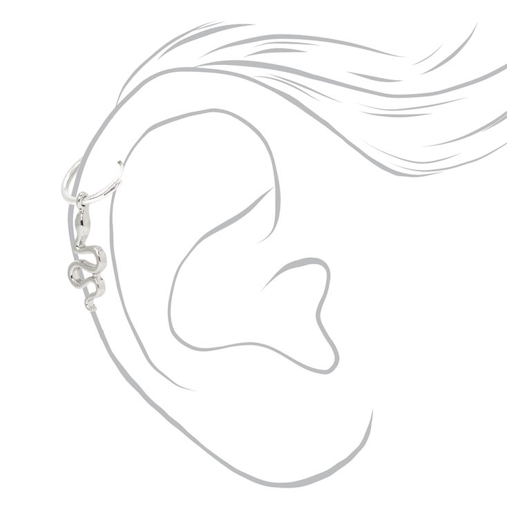 Silver 22G Snake Charm Cartilage Hoop Earring,