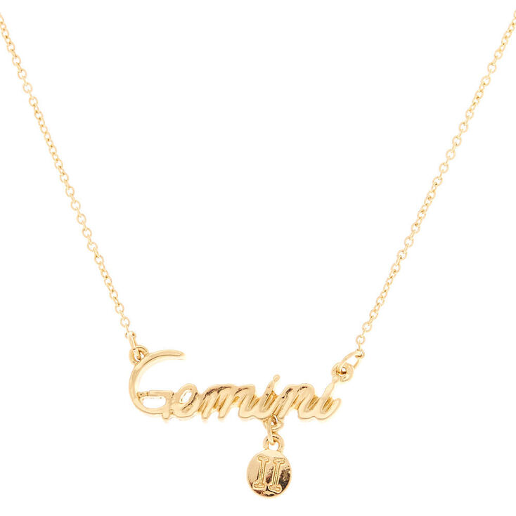 Gold Zodiac Pendant Necklace - Gemini,