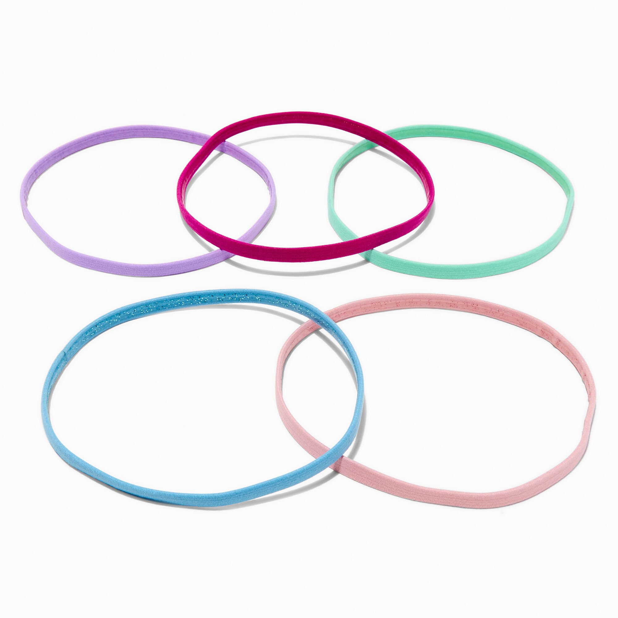 Jewel Tone Nylon Thin Headwraps - 5 Pack,
