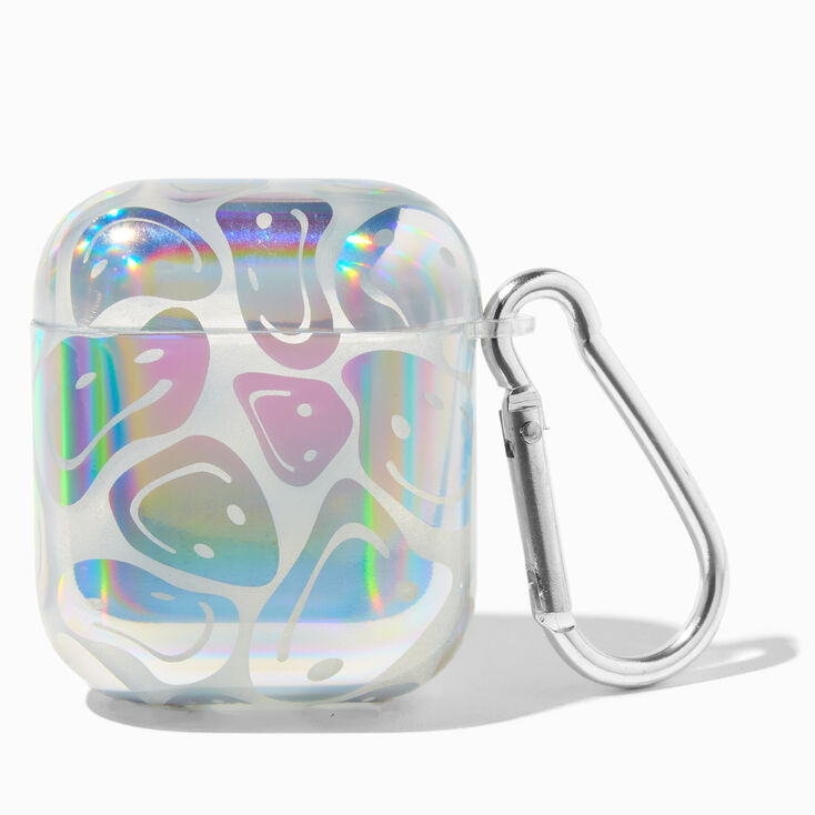 Wavy Happy Faces Holographic Earbud Case Cover - Compatible With Apple AirPods&reg;,