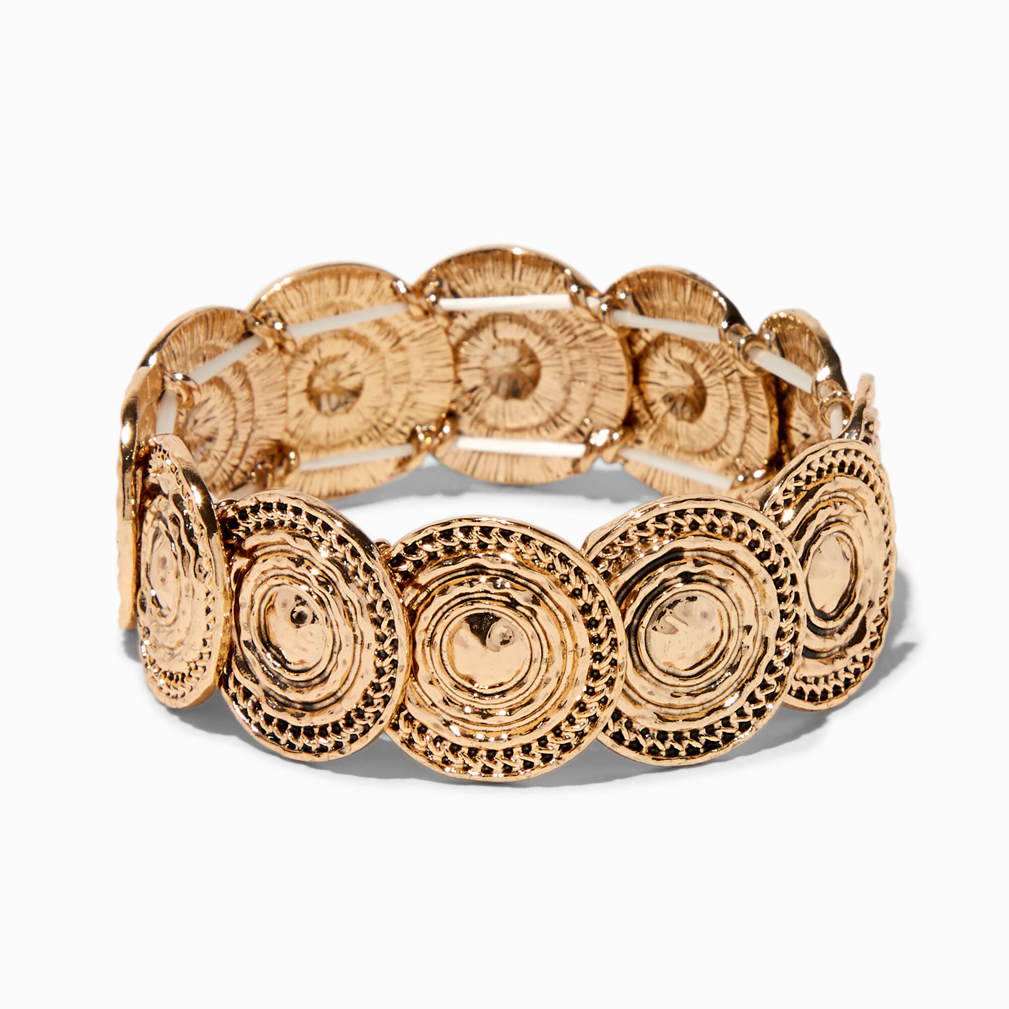 View Claires Tone Coin Stretch Bracelet Gold information