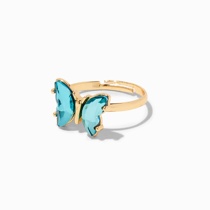 Butterfly Birthstone Gold Adjustable Ring - December,