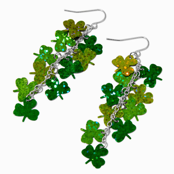 St. Patrick&#39;s Day Foil Shamrock Drop Earrings,