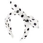 Polka Dot Knotted Bow Headband - White,
