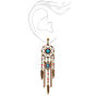 Gold 3&quot; Dreamcatcher Beaded Feather Chandelier Drop Earrings,