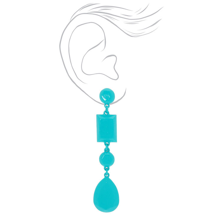 3&quot; Bright Shape Drop Earrings - Teal,
