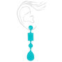 3&quot; Bright Shape Drop Earrings - Teal,