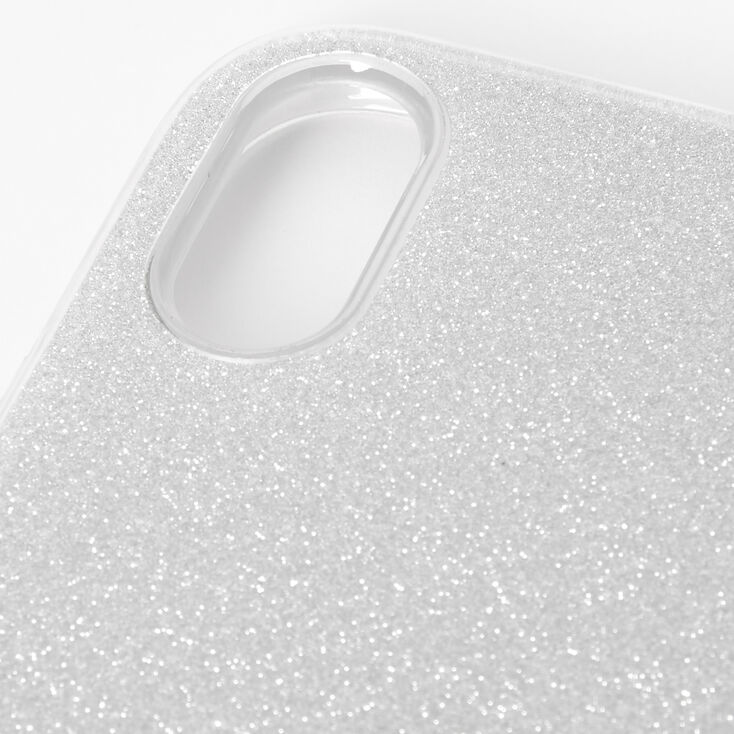 Silver Glitter Protective Phone Case - Fits iPhone XR,