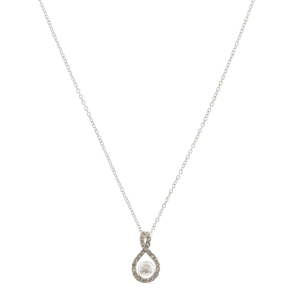 Silver Infinity Pearl Pendant Necklace Claire s US