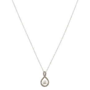 Silver Infinity Pearl Pendant Necklace,