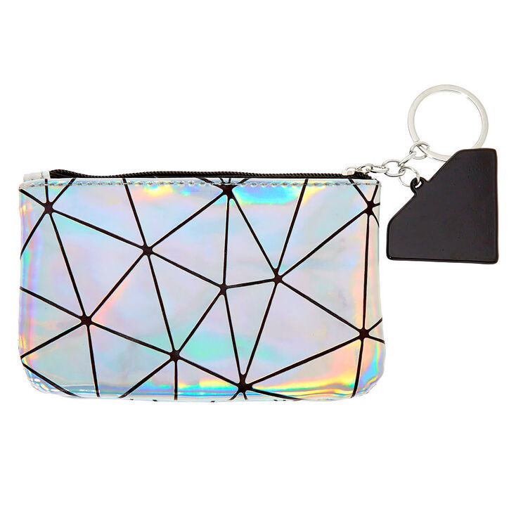 Holographic Geometric Mirror Coin Purse - Silver,