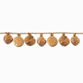 Gold-tone Textured Swirl Coin Charm Bracelet,