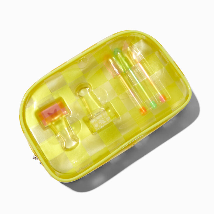 Yellow Checkered Clear Stationery Set,