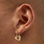 Gold-tone Hole Heart 15mm Clip-On Hoop Earrings ,