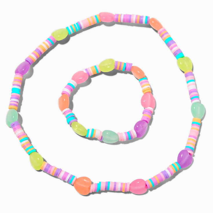 Claire&#39;s Club Pastel Glow in the Dark Clay Beaded Jewelry Set - 2 Pack,