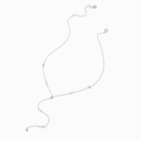 Silver-tone Cubic Zirconia Dainty Confetti Y-Neck Necklace,