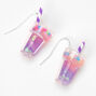 Purple Glitter Milkshake 1&quot; Drop Earrings,