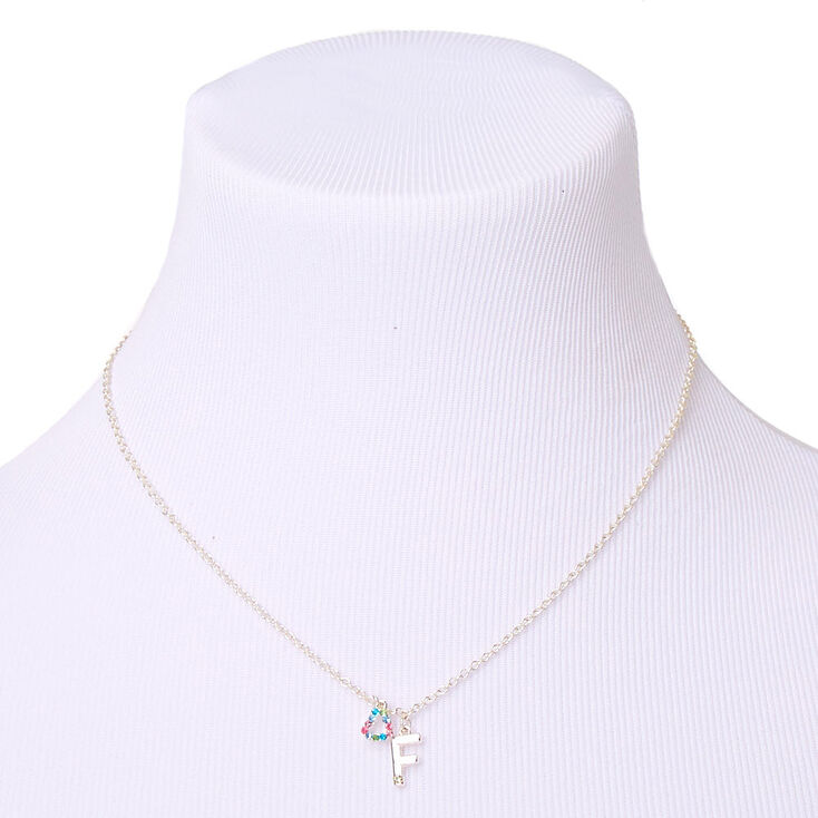 Silver Rainbow Initial Jewellery Gift Set - F, 4 Pack,