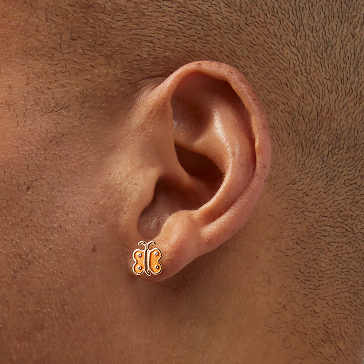 Gold-tone Mixed Butterfly Stud Earrings - 9 Pack,