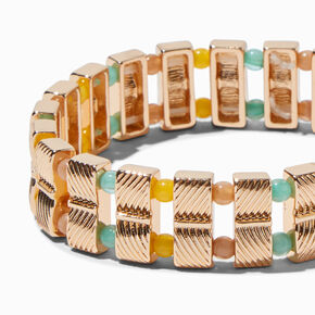 Gold-tone Double Stack Beaded Stretch Bracelet ,