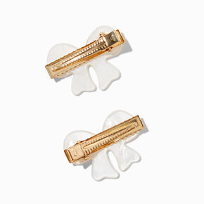 Cream Acrylic Hair Bow Clips - 2 Pack,