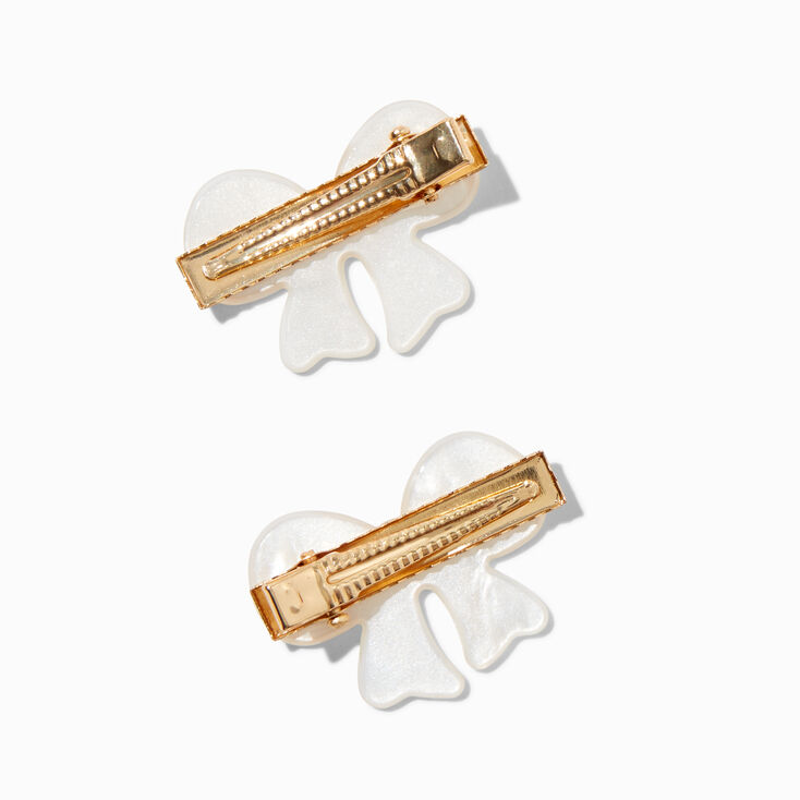 Cream Acrylic Hair Bow Clips - 2 Pack,
