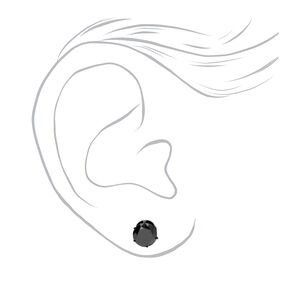 Black Titanium Cubic Zirconia 7MM Round Stud Earrings,