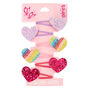 Claire&#39;s Club Glitter Heart Snap Hair Clips - 6 Pack,