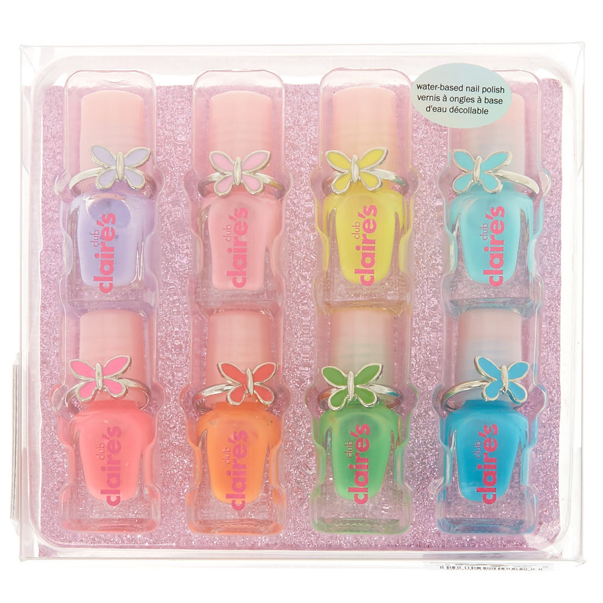 Kids 8-Pack Nail Polish Set with Butterfly Rings