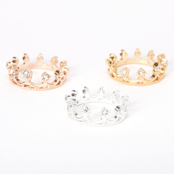 Bagues de phalange couronne en m&eacute;taux mixtes - Lot de 3,