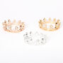 Bagues de phalange couronne en m&eacute;taux mixtes - Lot de 3,