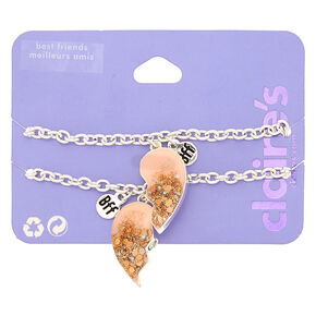 Glitter Heart Chain Friendship Bracelets - Pink, 2 Pack,