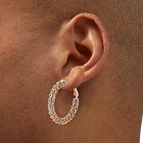 Rose Gold-tone Crystal 30MM Hoop Earrings ,