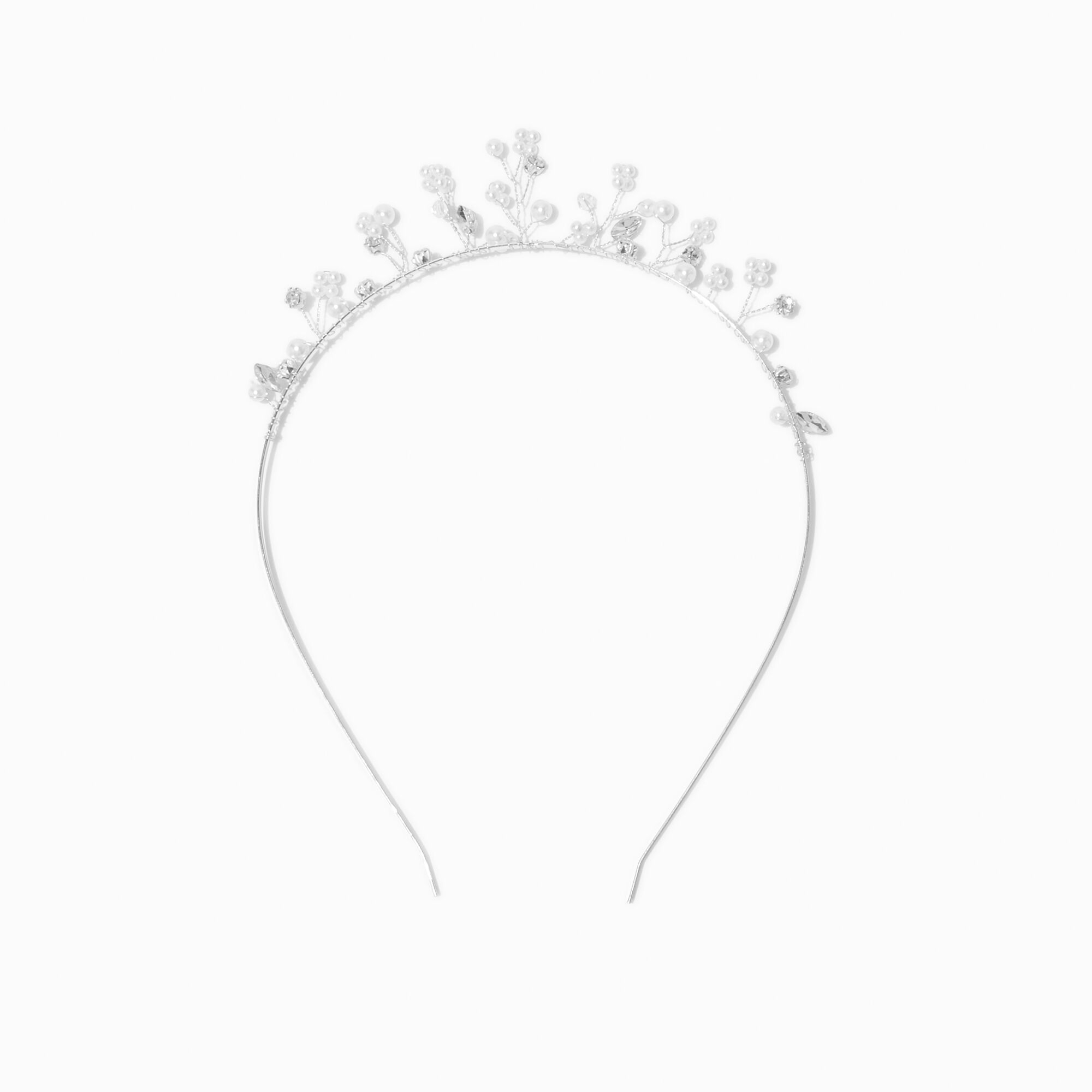 Serre-tête à fleurs en perles d'imitation blanches,